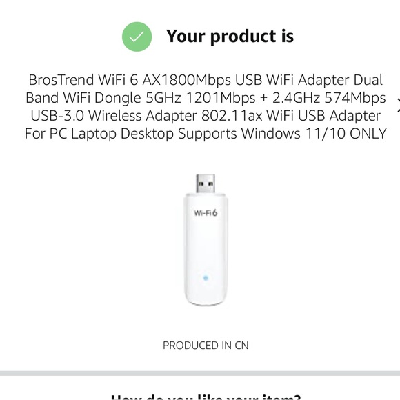 BrosTrend WiFi 6 AX1800Mbps USB WiFi Adapter Dual Band WiFi Dongle 5GHz 1201Mbps - Picture 3 of 4